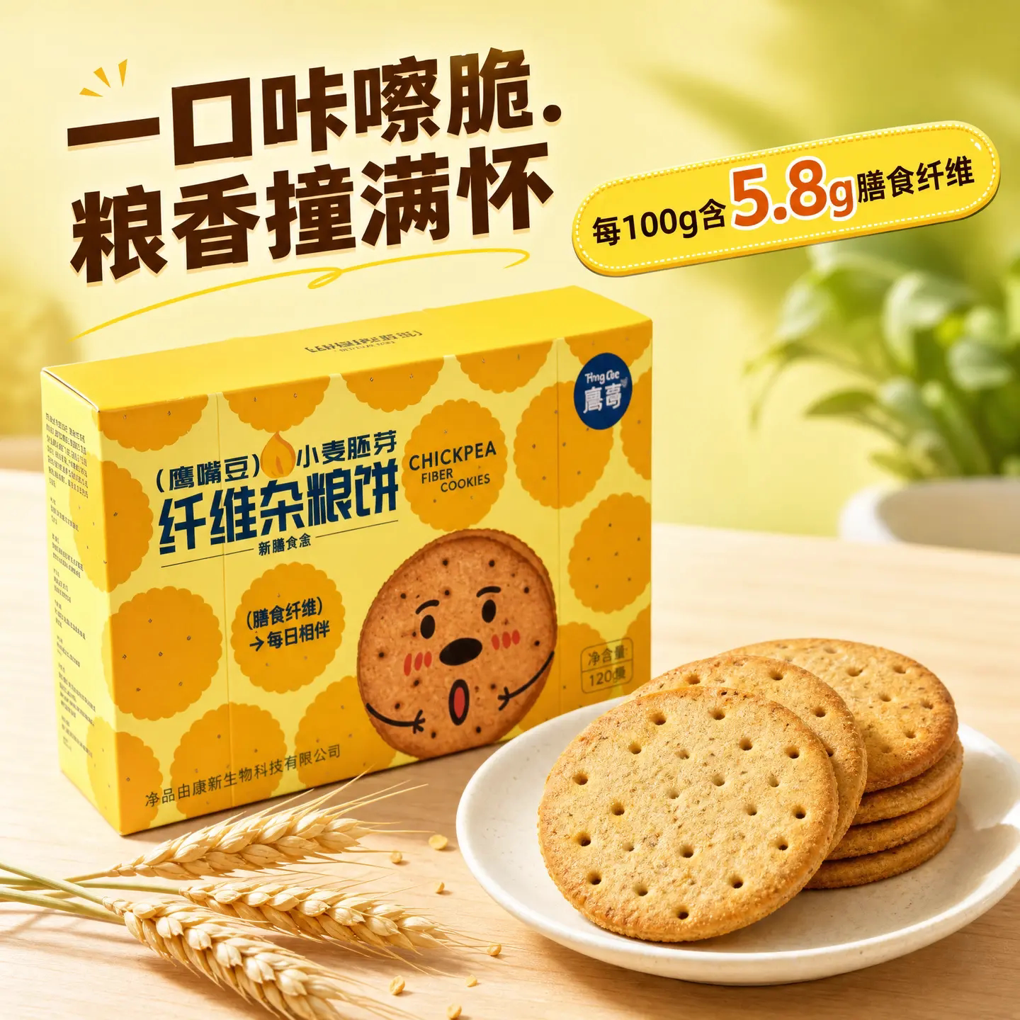 新疆美食鹰哥杂粮饼干120g独立盒装鹰嘴豆粉小麦胚芽谷物休闲零食