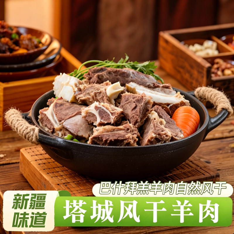 谢利盖新疆塔城风干羊肉巴什拜羔羊肉哈萨克腌制生自然风干羊肉