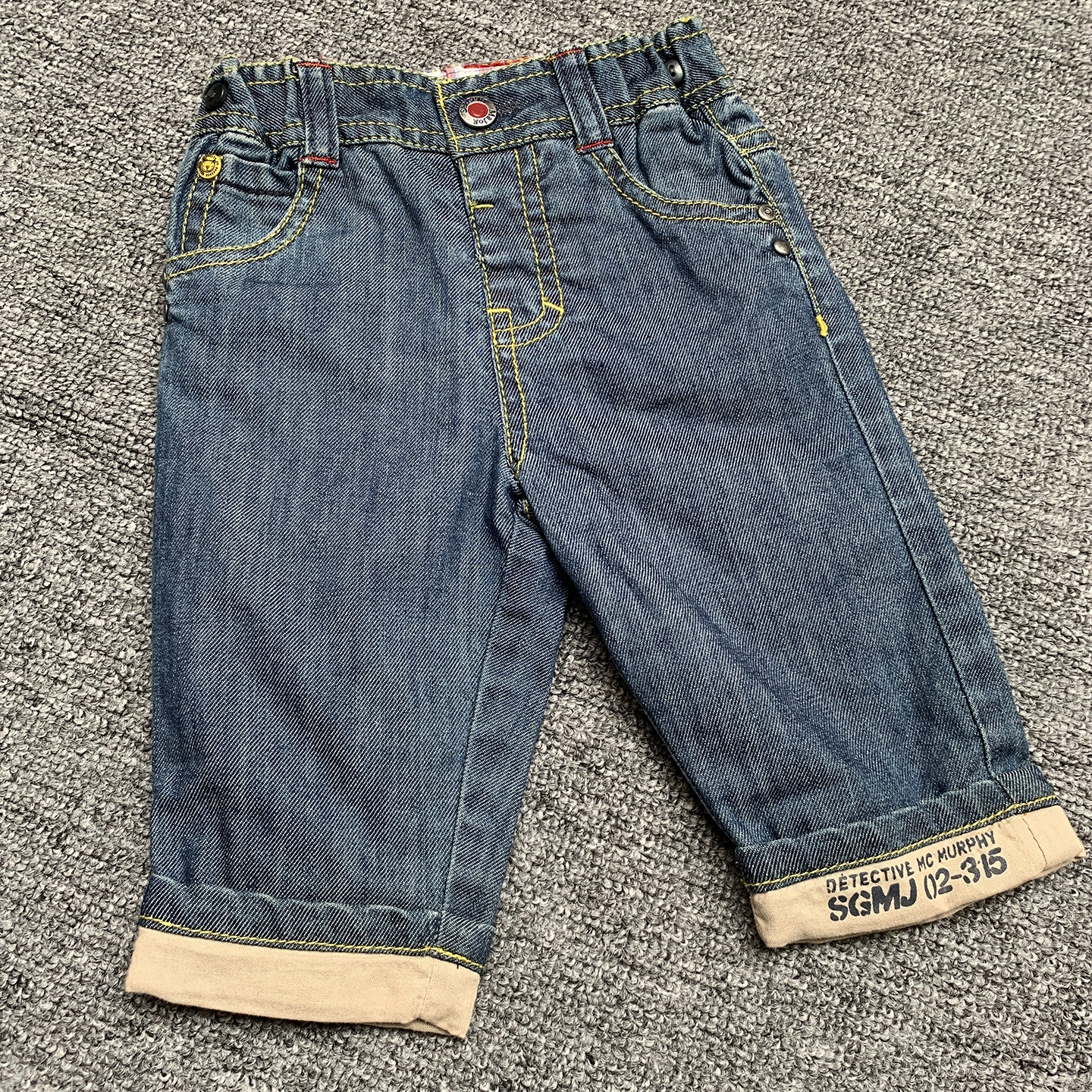 0-3个月 法单纯原新生初生婴儿小宝宝双层纯棉牛仔裤长裤子