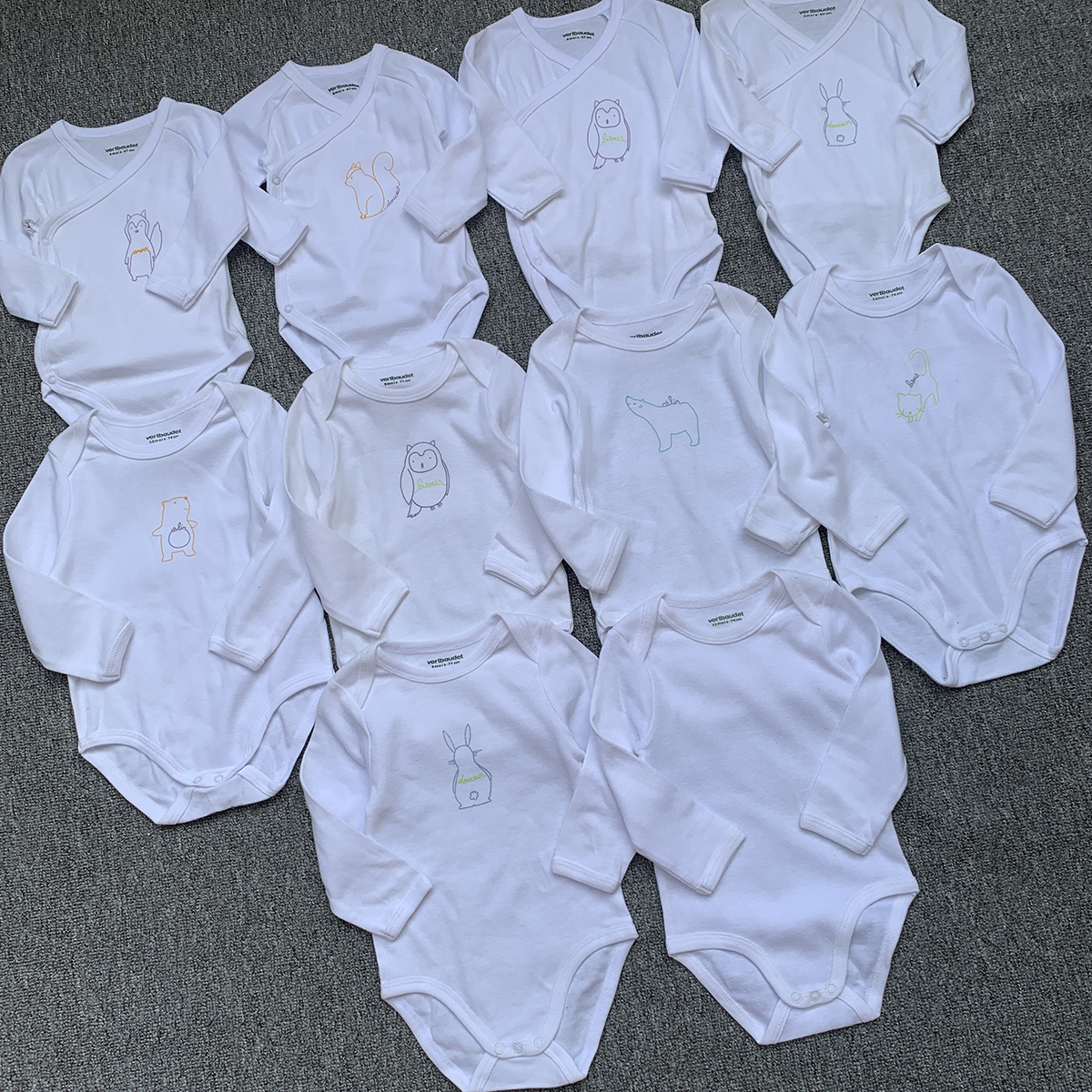 0-2岁 法国VB原单初生婴儿男女小宝宝纯棉长袖护肚三角哈衣打底衫