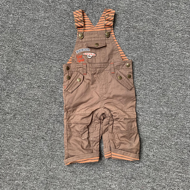 0-2岁 外贸原单童装新生儿男孩婴童小宝宝双层纯棉背带裤长裤