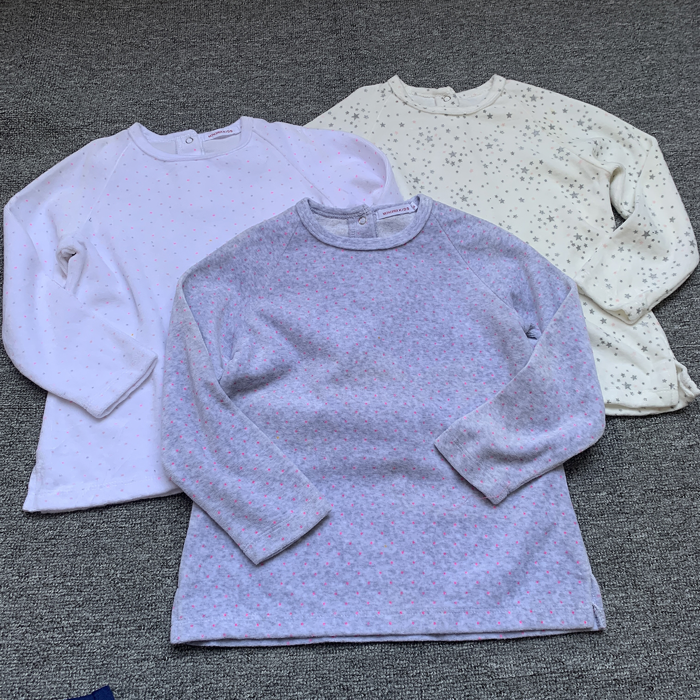 3-4岁 法单纯原女童小女孩秋冬款天鹅绒圆领家居服上衣罩衫绒睡衣