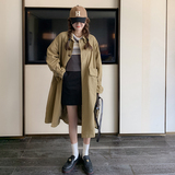 【新品现货】卡其色大口袋中长款日系风衣女974-P155K218，女装风衣，浙宝251