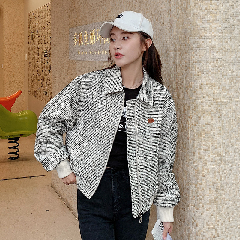 韩版复古小香风外套女2025春秋季新款设计感流行显瘦短款夹克上衣，女装短外套，浙宝251