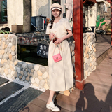 法式甜美简约圆领连衣裙女2025夏季新款韩版收腰显瘦茶歇a字长裙，女装连衣裙，浙宝251