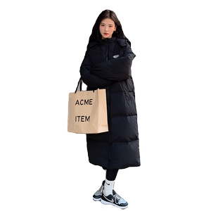 高级感黑色保暖羽绒棉服女2022冬季新款韩版宽松加厚过膝棉袄棉衣图片