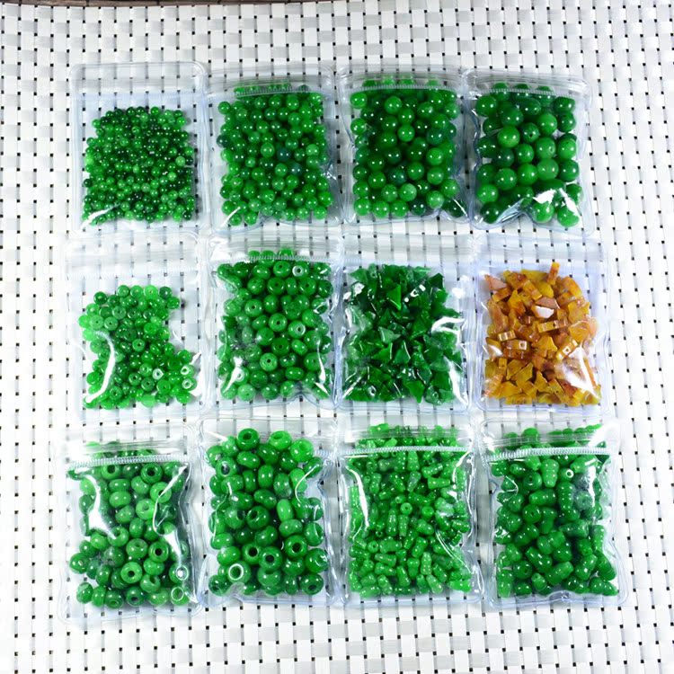 特价翡翠满绿干青算盘珠隔片葫芦圆珠diy玉石配件散珠半成品包邮