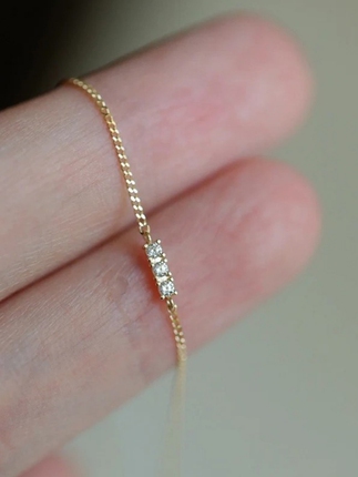 14K Gold Genuine Gold Jewelry Three-Diamond Bracelet K Gold Ultra-Thin Bracelet Simple Versatile Fashion Bracelet 253282