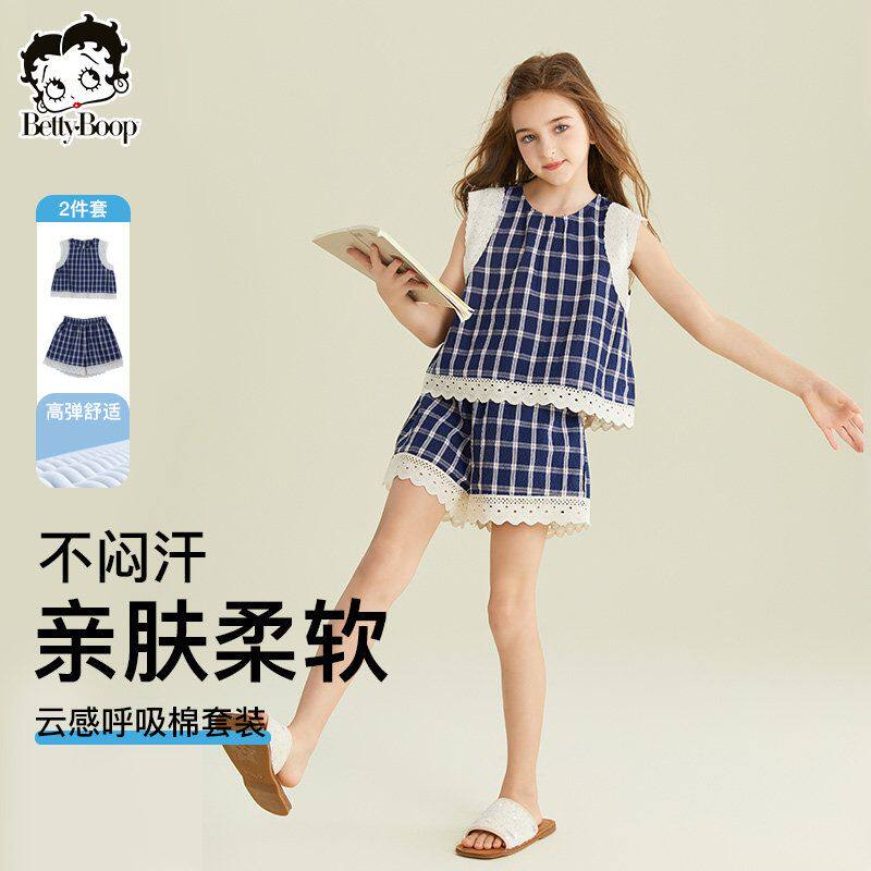 贝蒂女童夏季小飞袖短袖短裤套装2026年新品儿童中大童时尚两件套