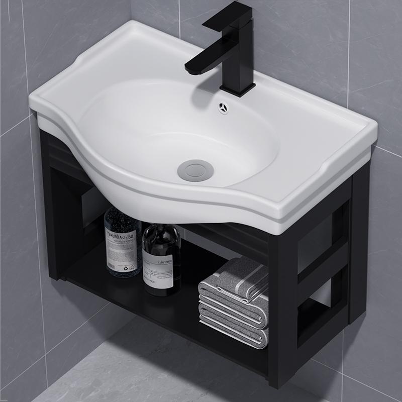 小户型防水太空铝挂墙式陶瓷洗手盆出租房公寓简易挂盆窄边洗脸盆