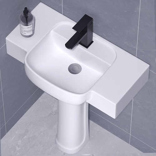 小户型窄边立柱盆一体落地式陶瓷洗手盆公寓出租房洗脸盆洗漱池