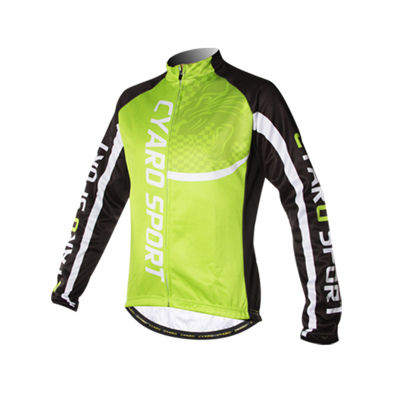 CYARO秋冬抓绒保暖加厚长袖上衣骑行服自行车服男大码红色蓝色