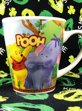可爱卡通PoohBear小熊维尼跳跳虎漏斗陶瓷水杯儿童杯马克杯咖啡杯