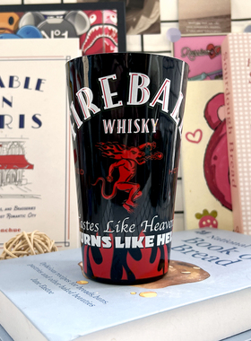 原单现货火龙肉桂Fireball黑色玻璃杯冷饮可乐啤酒杯水杯潮牌酒吧