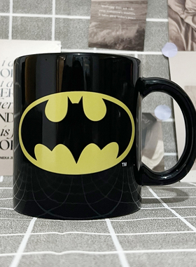 外单 DC正义联盟蝙蝠侠动漫英雄老爷BATMAN黑色陶瓷马克杯水杯子