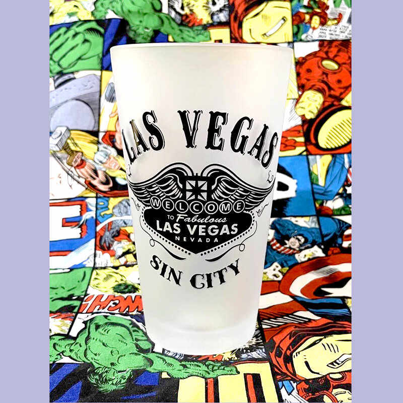 拉斯维加斯磨砂白玻璃杯美国赌城