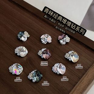 美甲k9成品堆堆钻高级超闪肥方多切面透明指甲装 111 饰106