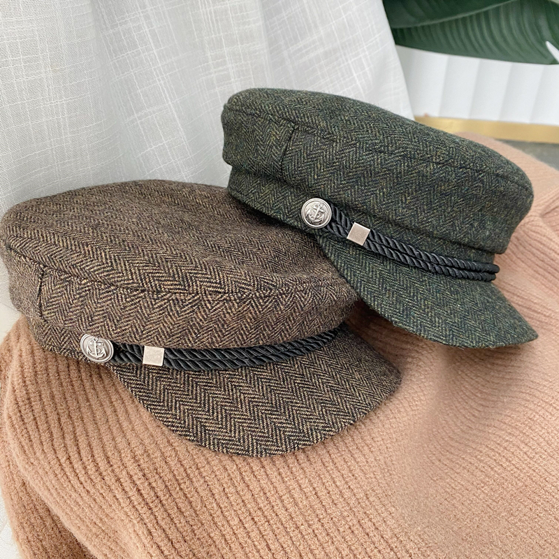 报童帽鸭舌帽女羊毛复古秋冬