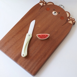 Joe的小作坊/乌檀木小熊砧板抗菌防霉高端实木砧板创意卡通小菜板