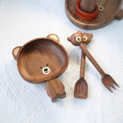 Joe小盘黑胡桃木可爱餐具