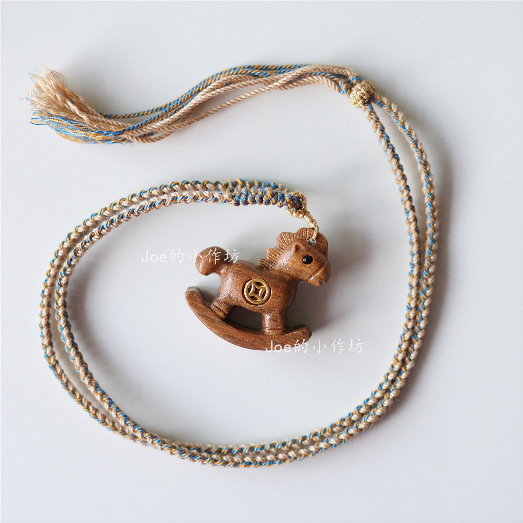 手工木质小马钥匙扣创意编织绳链个性挂件生日礼物小彩马