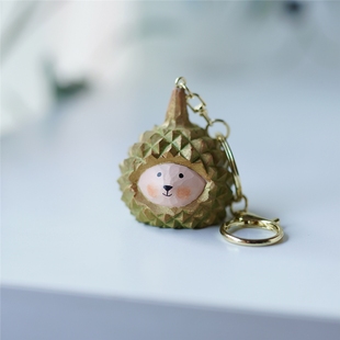 Joe 原创木雕榴莲钥匙扣挂件留恋你创意可爱木质情侣治愈挂件礼物