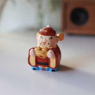 桌面创意中式 Joe 小木雕 财神爷Q版 小神仙摆件车载礼物 小作坊