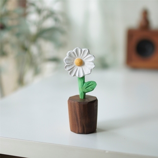北欧风纯手工实木摆件原创表达爱意 木雕小雏菊 花 小作坊 Joe