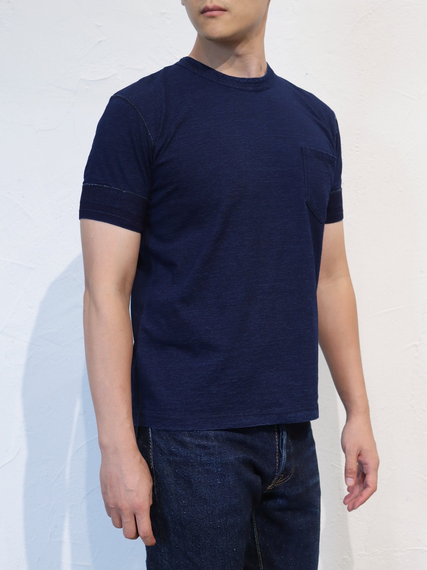 PBJ短袖复古男蓝染T恤