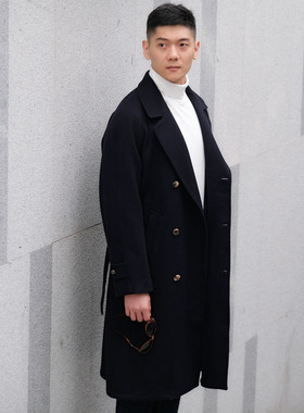 法国制造DE BONNE FACTURE中长款毛呢西装领冬季牛角扣羊毛大衣