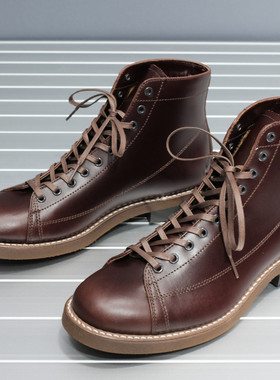日本制造Brother bridge复古圆头短筒系带新禧牛皮真皮短脸男靴
