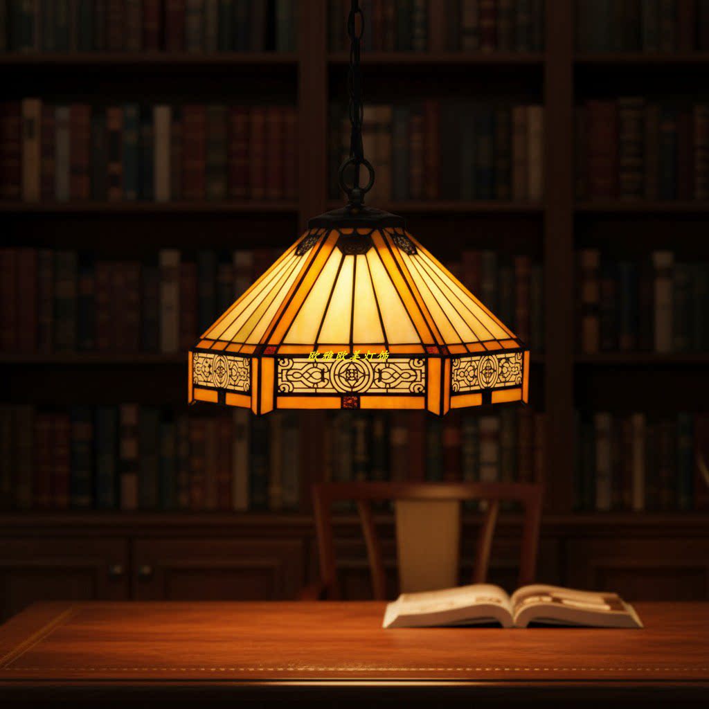 现货欧式复古六边形玻璃吊灯餐厅客厅书房楼梯间LED节能装饰灯具