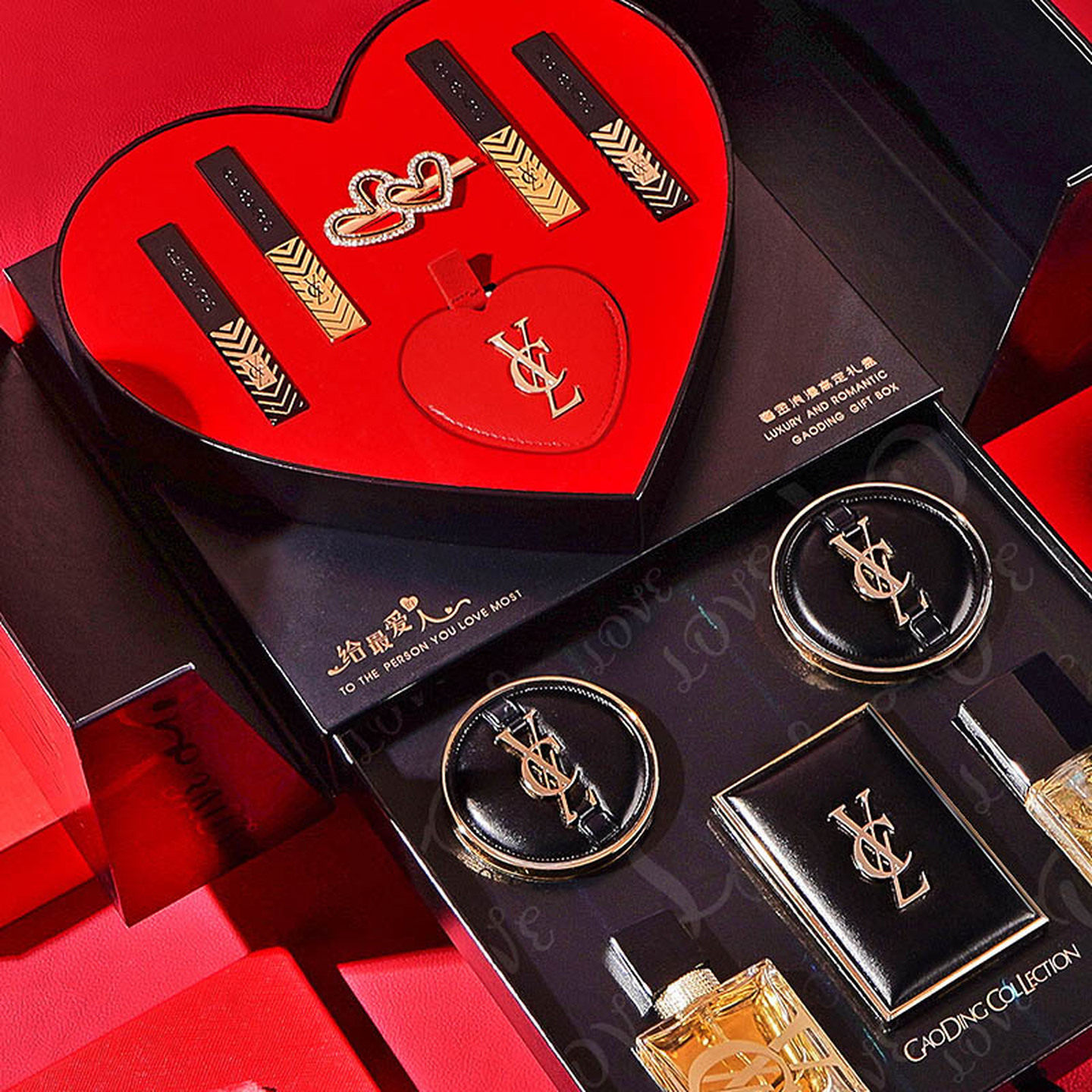 奢金浪漫香水套装口红气垫情人节送老婆女朋友生日礼物彩妆礼盒