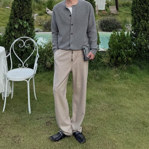 老钱风男士羊毛直筒休闲裤保暖