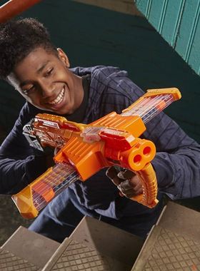 孩之宝NERF热火软子弹玩具枪 废土双面双弹夹发射 美版橙机小学生