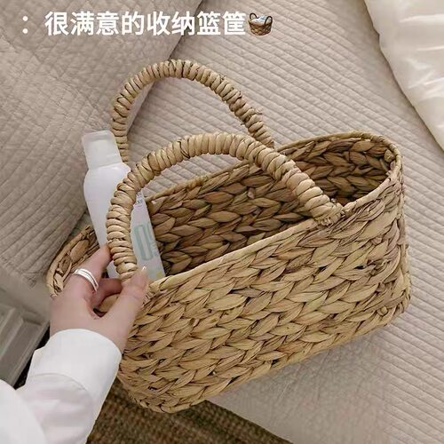 草编收纳筐ins风网红拍摄道具水葫芦手工编织手提篮卧室浴室杂物