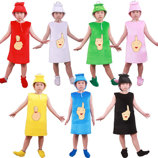 定制儿童五指争功课本剧演出服饰幼儿园指谁谁手势舞道具表演服装