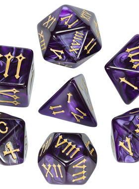 T&G2026款新品上市罗马数字图案骰子7个多面一套金色字体