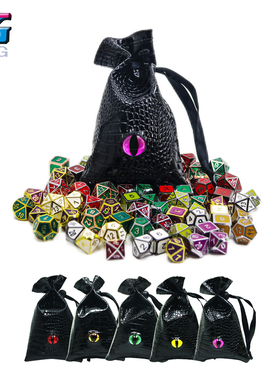 3D龙眼睛皮袋黑色鳄鱼纹龙与地下城桌游收纳袋DND束口袋骰子袋