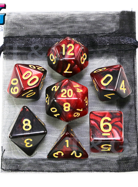 TG双色多彩骰子多面7粒跑团色子龙与地下城桌游军旗将棋飞行棋