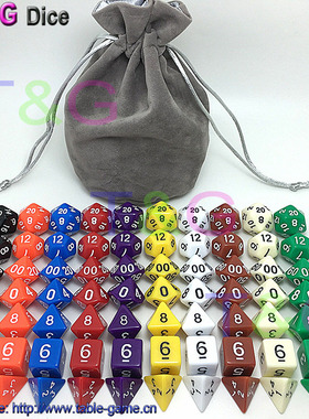 实色全色包邮骰子龙与地下城桌面道具 跑团游戏骰子 数字多面教学