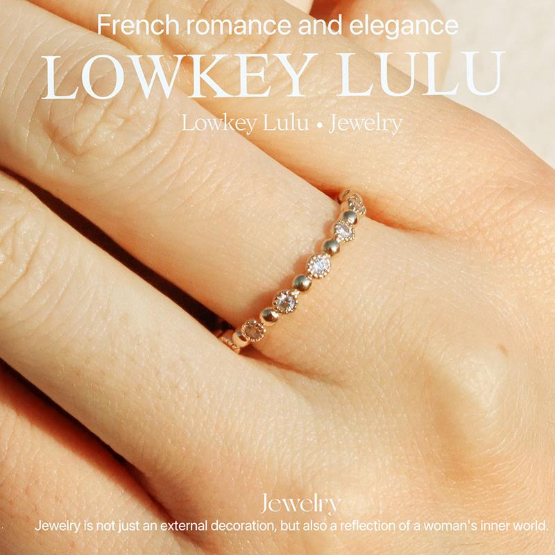 【法国进口】18K包金不褪色小众简约小圆钻戒指法式复古优雅