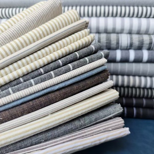 灰色米色彩色条纹半斤 手工DIY拼布娃衣花艺包装条子布料论斤清仓