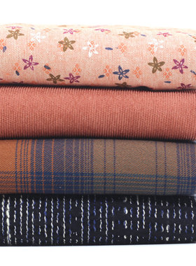 蓝橘色系衬衫布料 41107 娃衣手工DIY样布