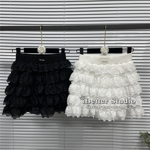 网红同款 u风纯欲甜美少女感5层花边蓬蓬蛋糕裙半身短裙小个子