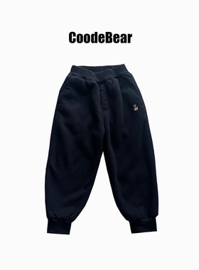 中大童冬季加绒刺绣小熊收口卫裤73515