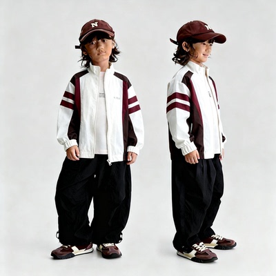 中大童春款撞色运动棒球服外套56586