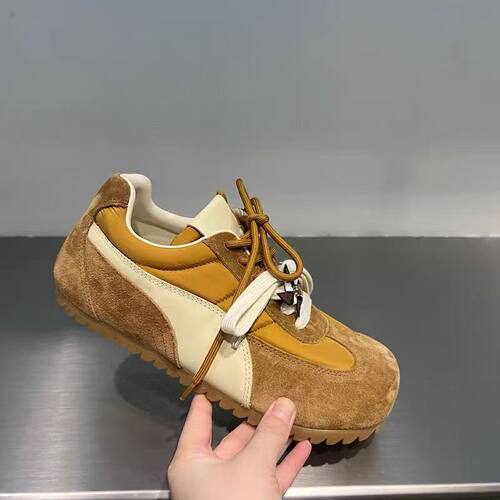 17年老店欧货女2025秋新款真皮撞色系带平底德训鞋休闲百搭阿甘鞋