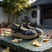 新中式 民族风布鞋 国风松糕底 厚底汉服鞋 子增高绣花鞋 女鞋 2025新款