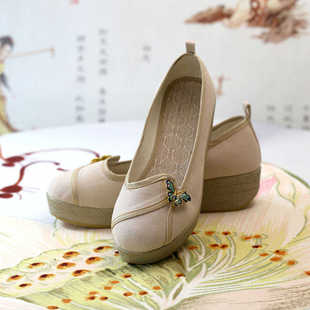 老北京布鞋女鞋新款上班软底黑色单鞋女工作鞋舒适厚底妈妈鞋防滑